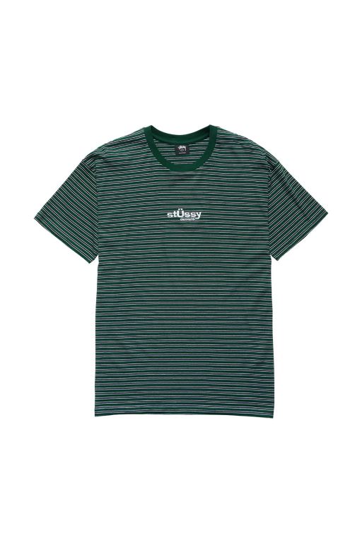 Stussy Mens Designs Yarn Dye SS T Shirt Green - QBSCF5926